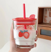 Square Glass Cup with Lid & Straw
